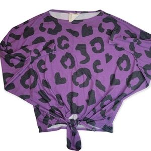 Fantastic Fawn Dolman Sleeve Waist Tie Animal Print Sweatshirt, EUC, sz Small